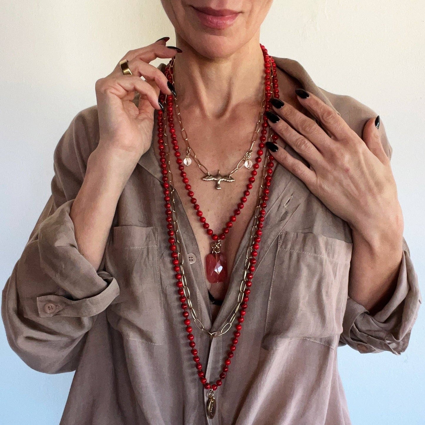 Katia Designs - I AM | BIRD | GOLD FINISH | Long Chain