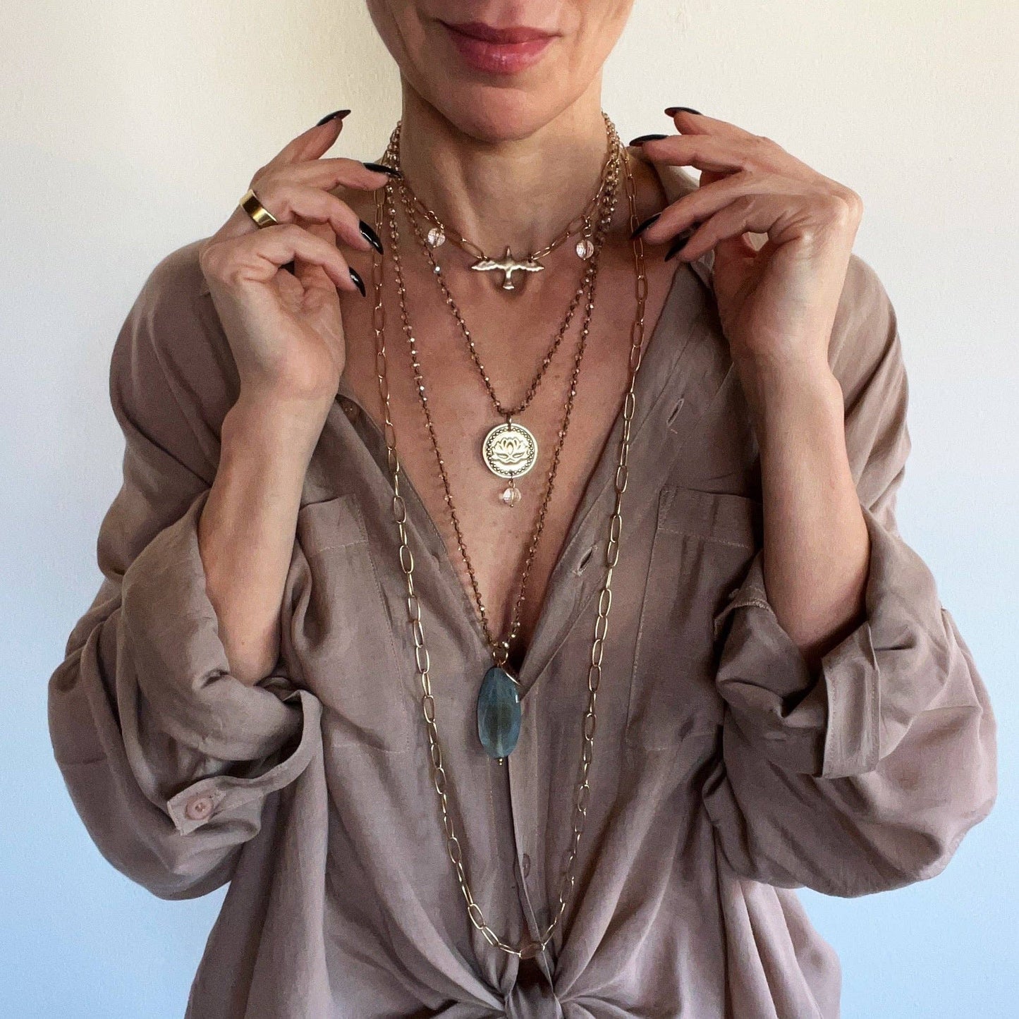 Katia Designs - I AM | BIRD | GOLD FINISH | Long Chain