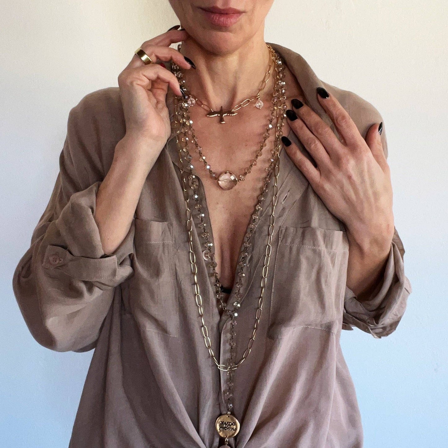 Katia Designs - I AM | BIRD | GOLD FINISH | Long Chain