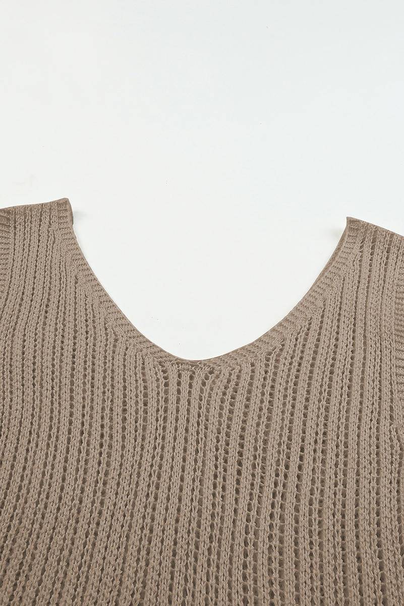 Loose Knit V Neck Tank Top