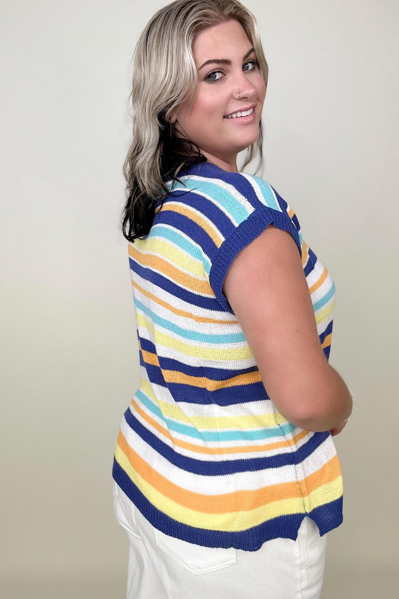 Petal Dew Striped Relaxed Knit Sweater