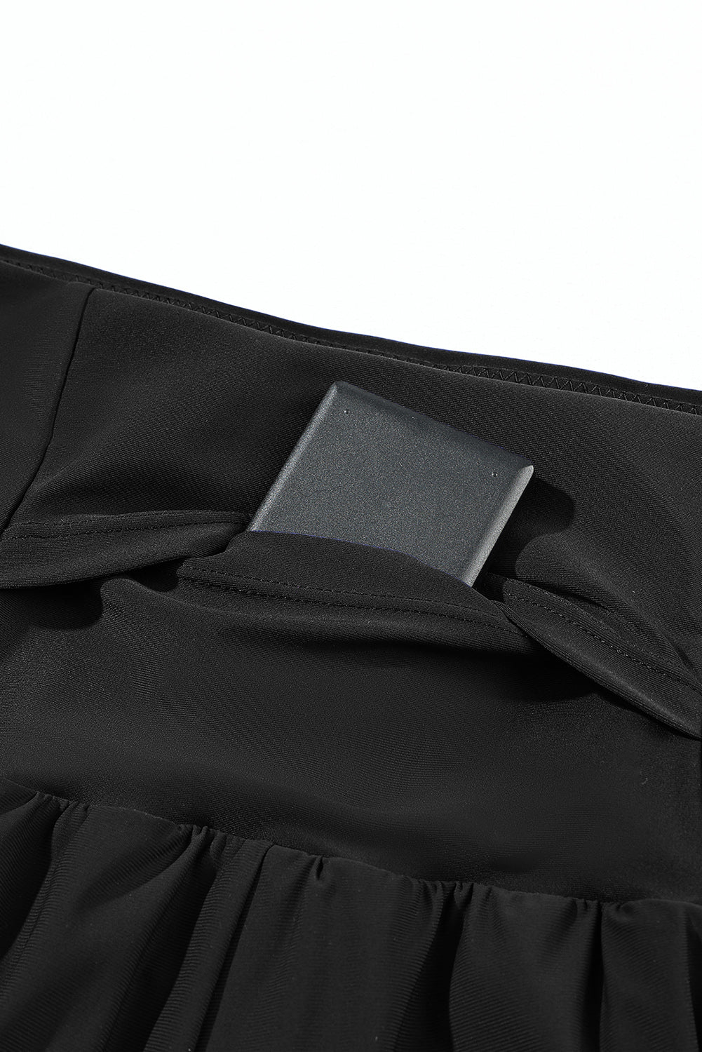 Black Pocketed Wide Waistband Swim Shorts