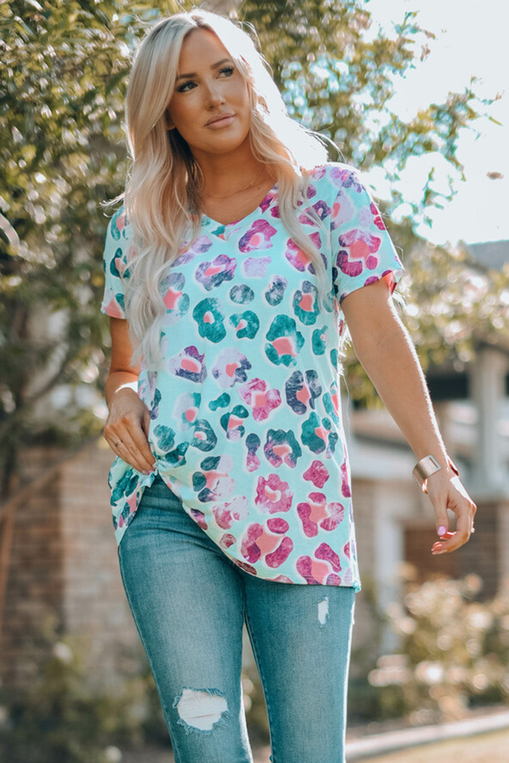 V Neck Short Sleeves T-Shirt