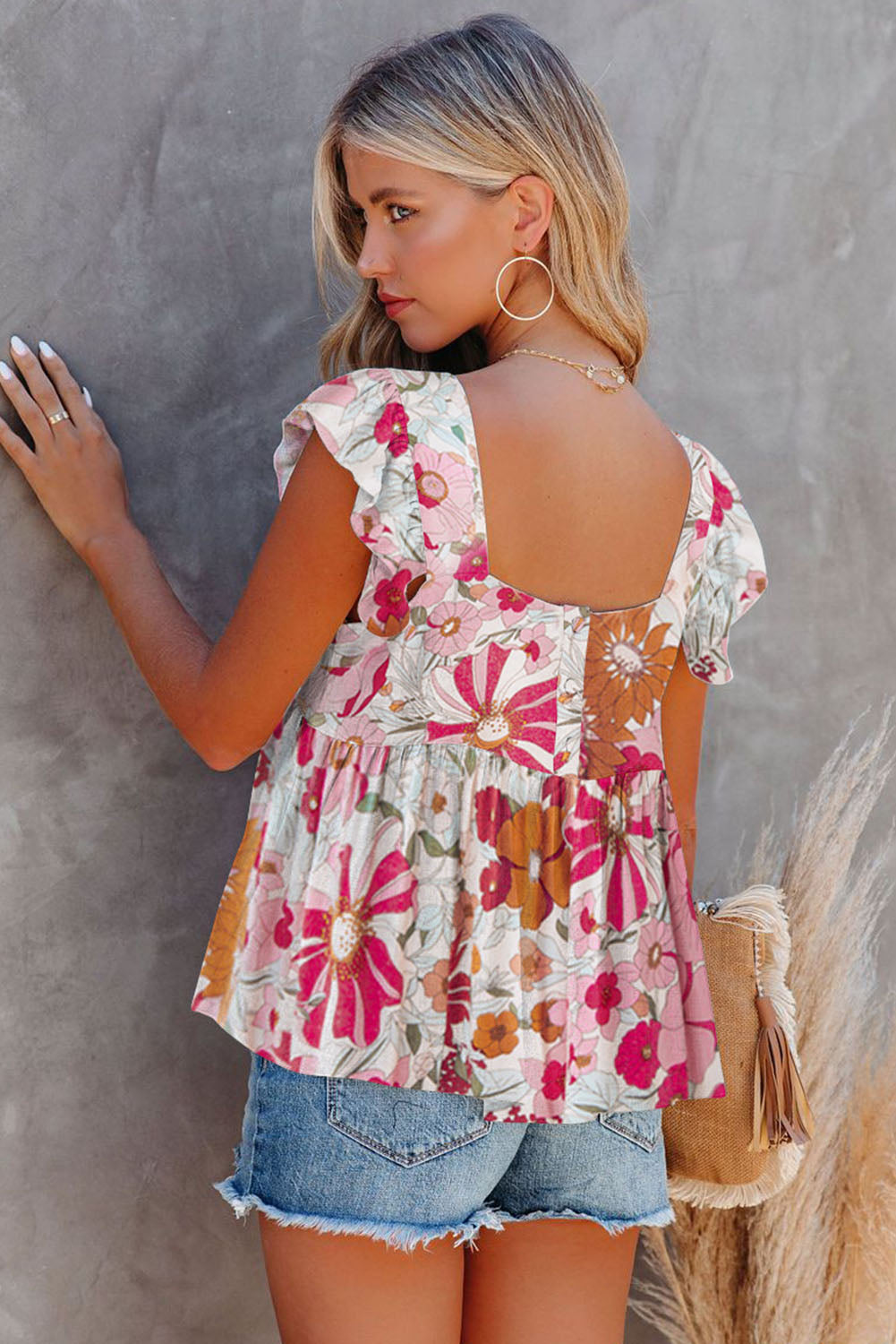 Multicolor Flutter Floral Print Flowy Tank Top