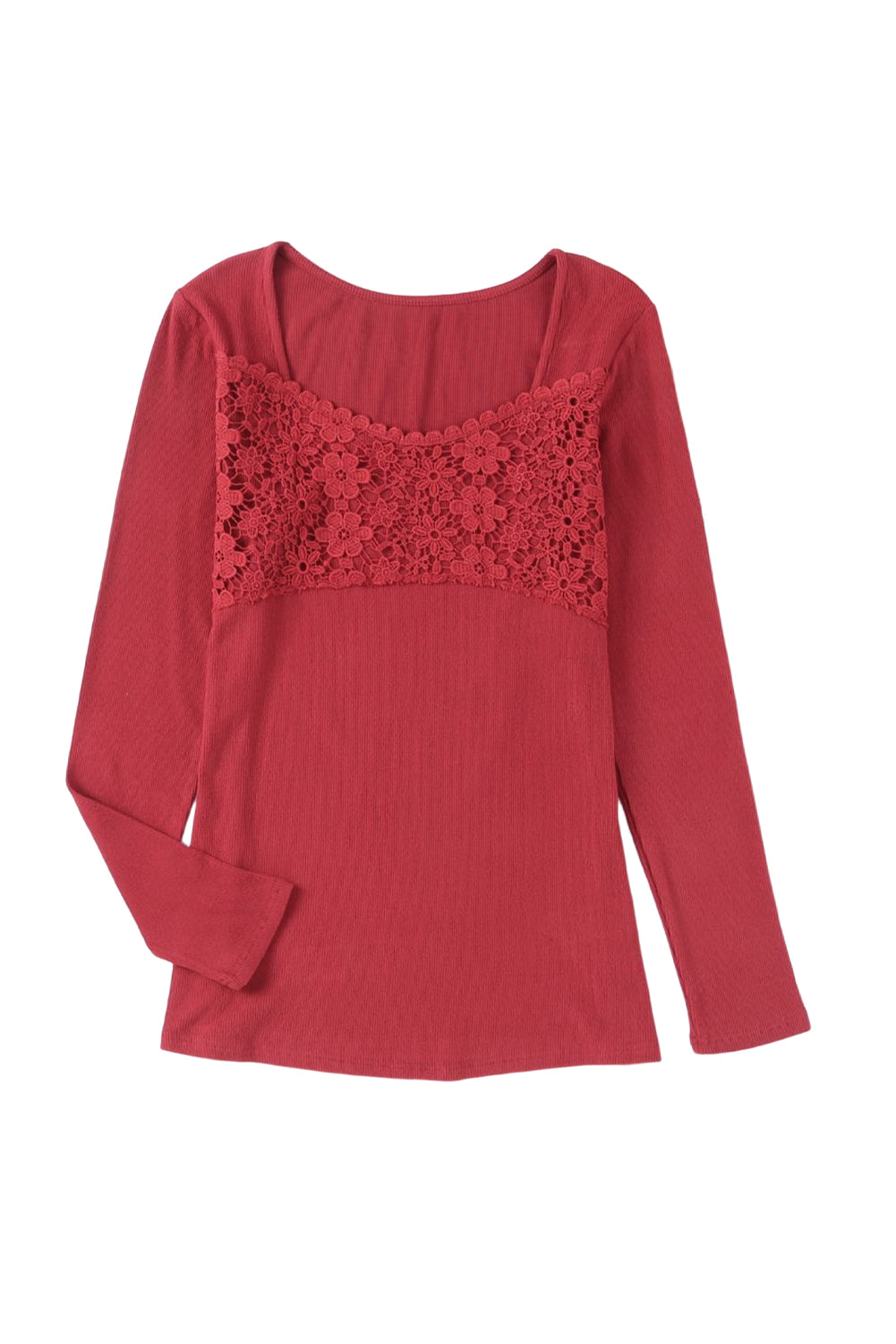 Lace Crochet V Neck Long Sleeve Top