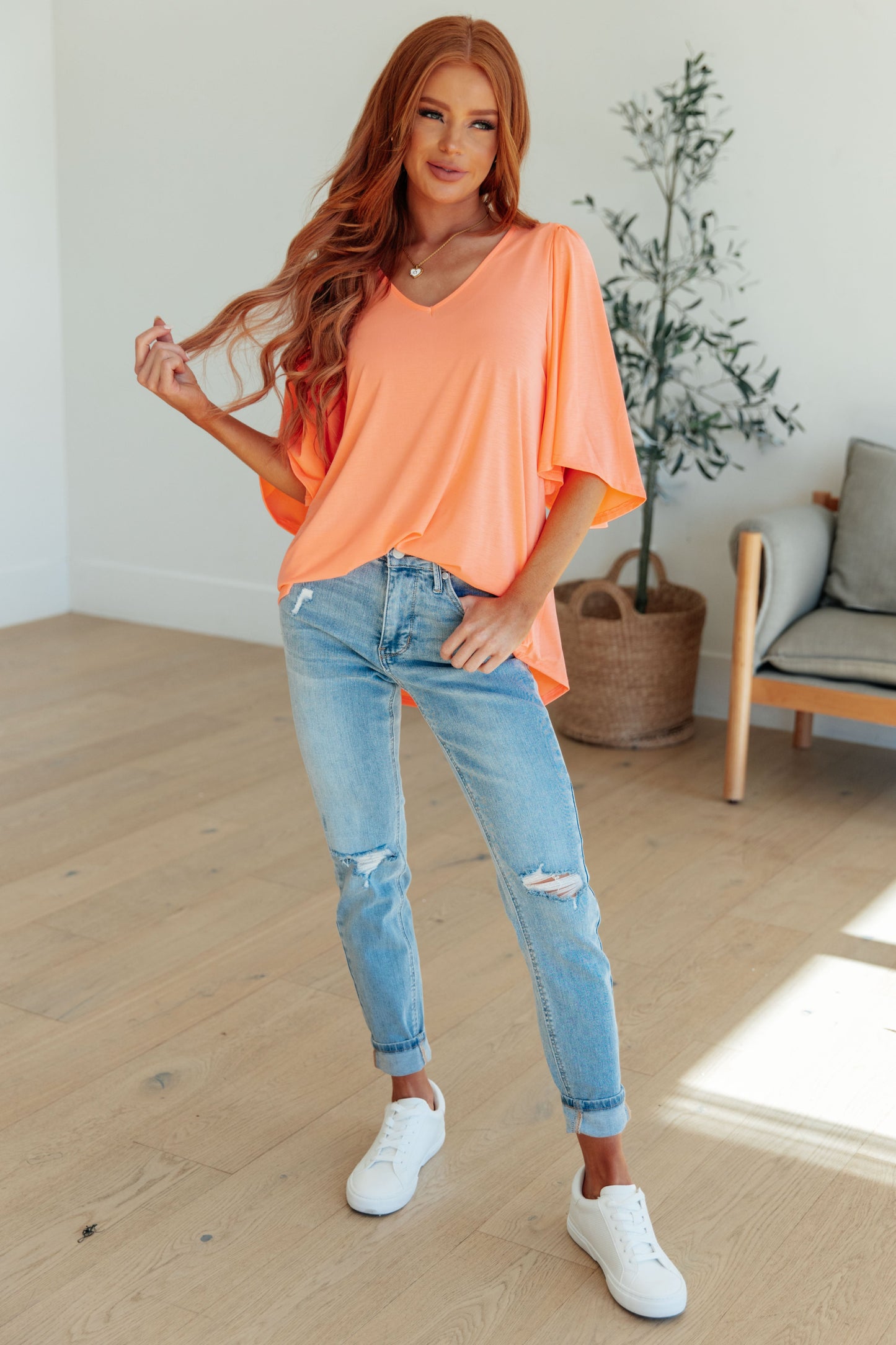 Cali Blouse in Neon Orange