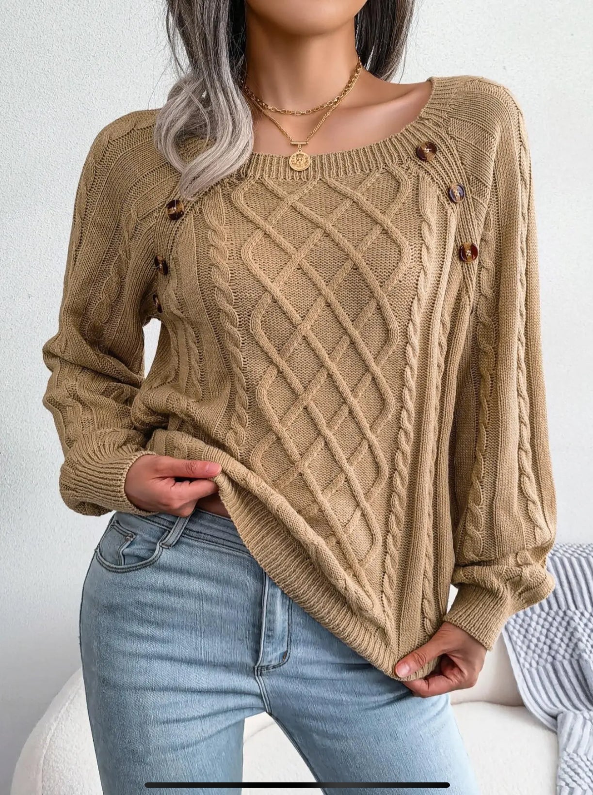 Women’s Solid Textured Raglan Sweater