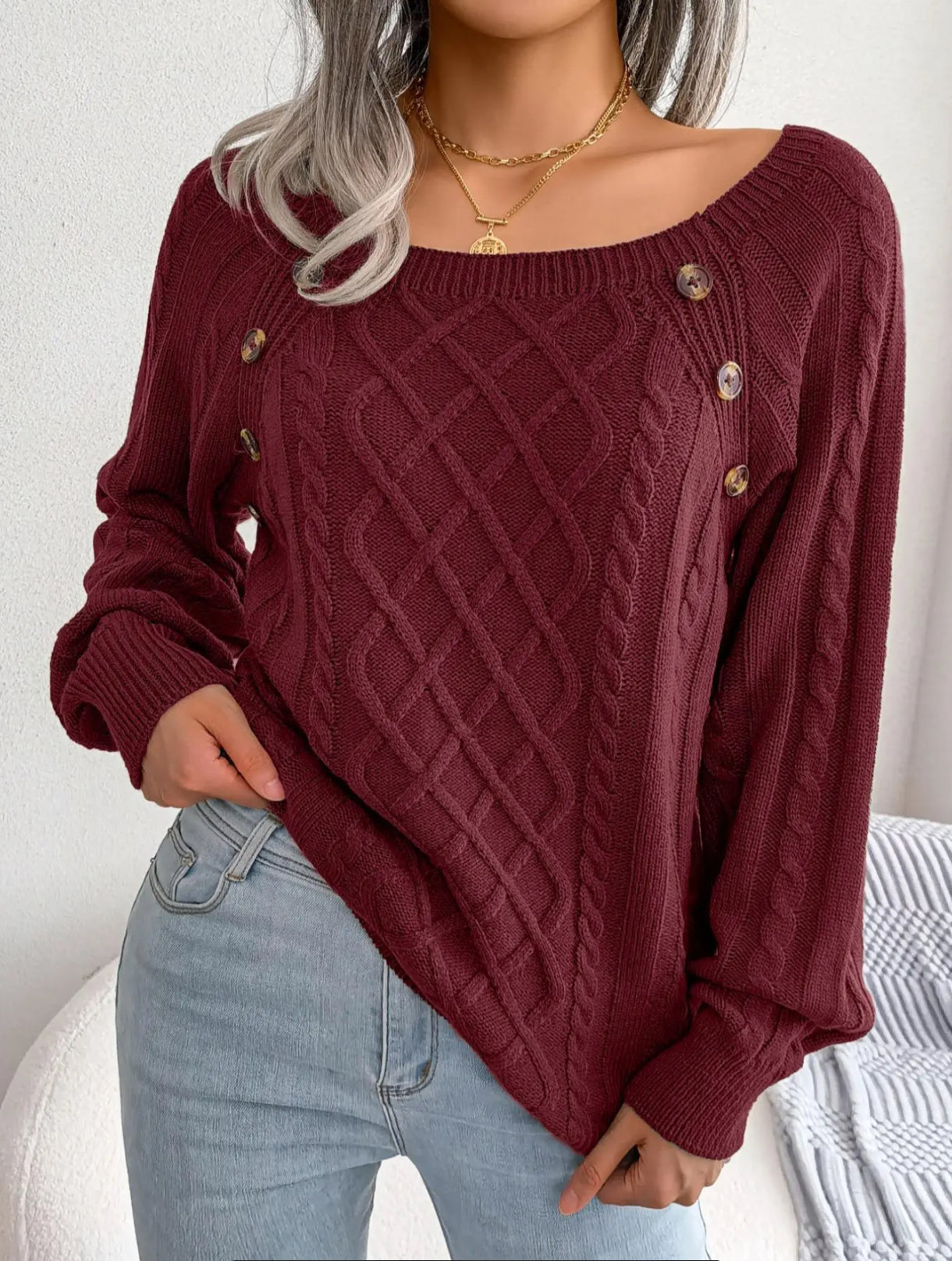 Women’s Solid Textured Raglan Sweater