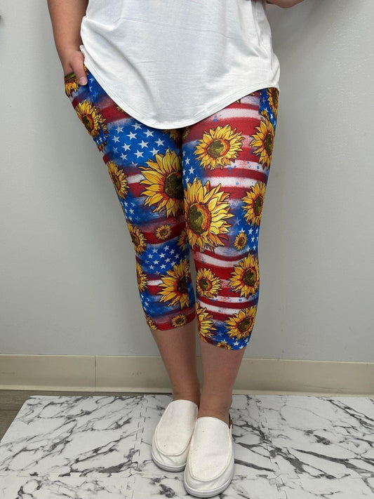 USA Flag Capri w/ Pockets