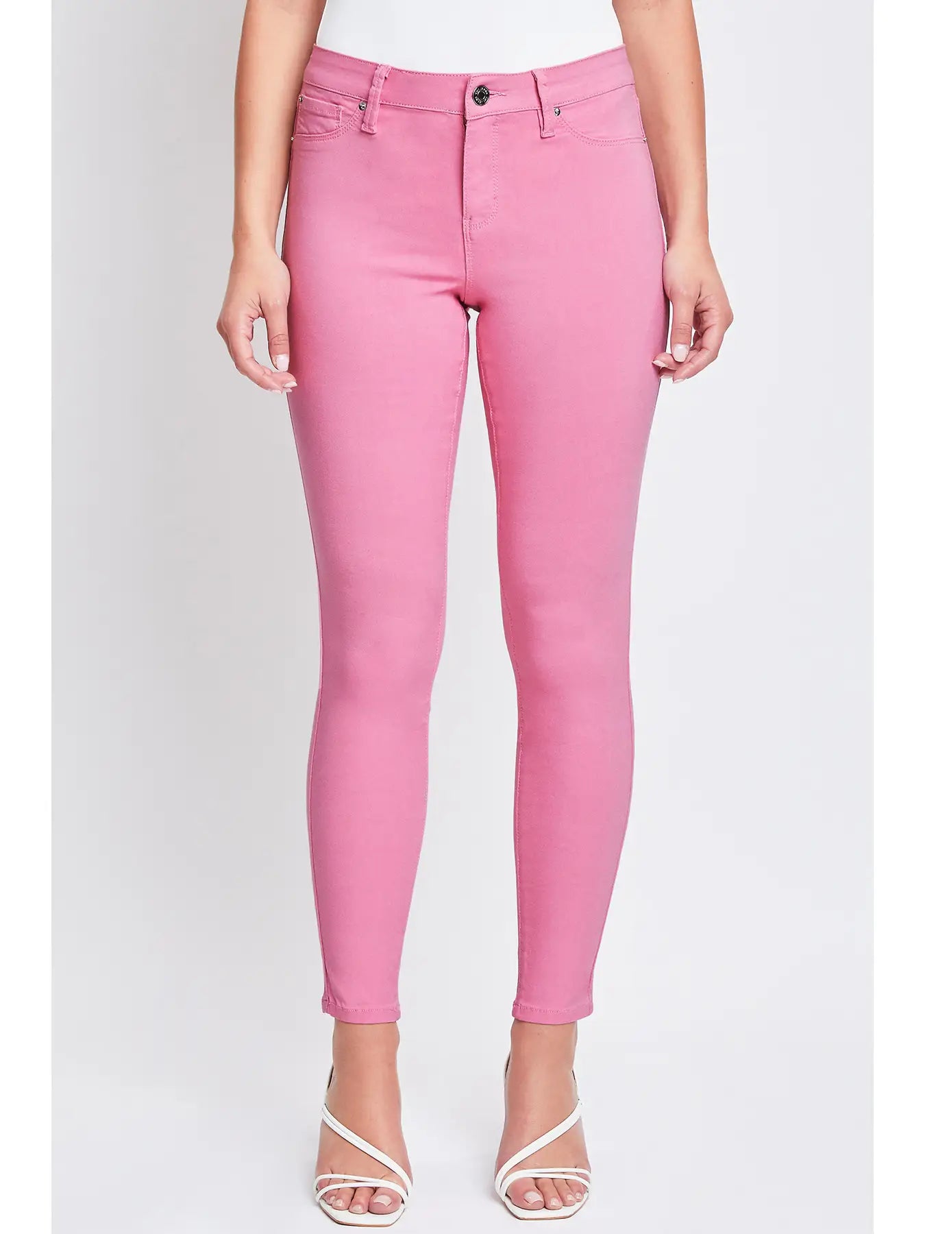 Hyperstretch Mid-Rise Skinny Jean Flamingo