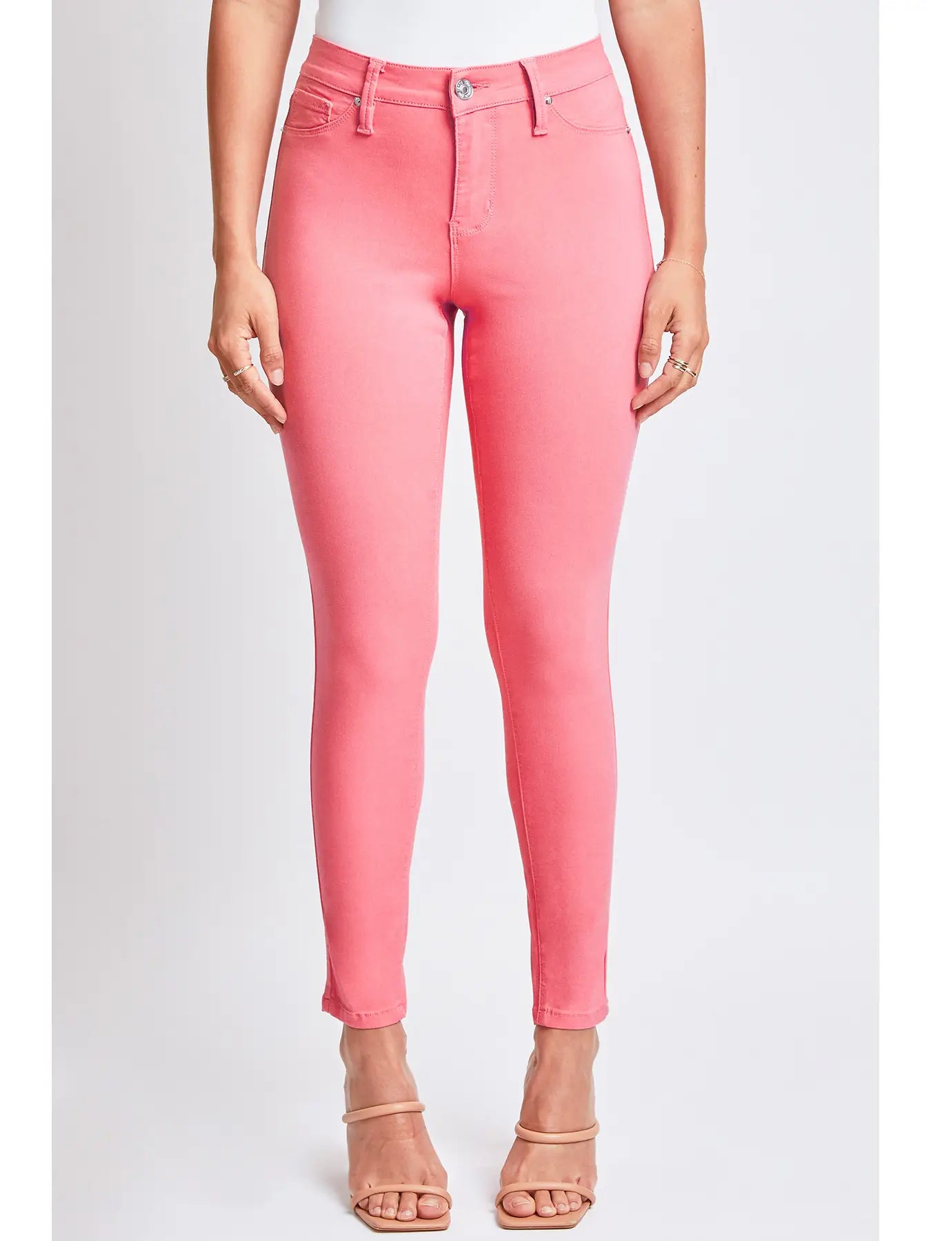 Hyperstretch Mid-Rise Skinny Jean Shell Pink