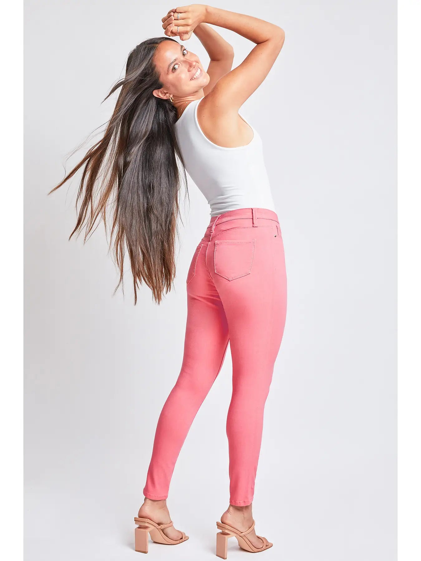 Hyperstretch Mid-Rise Skinny Jean Shell Pink