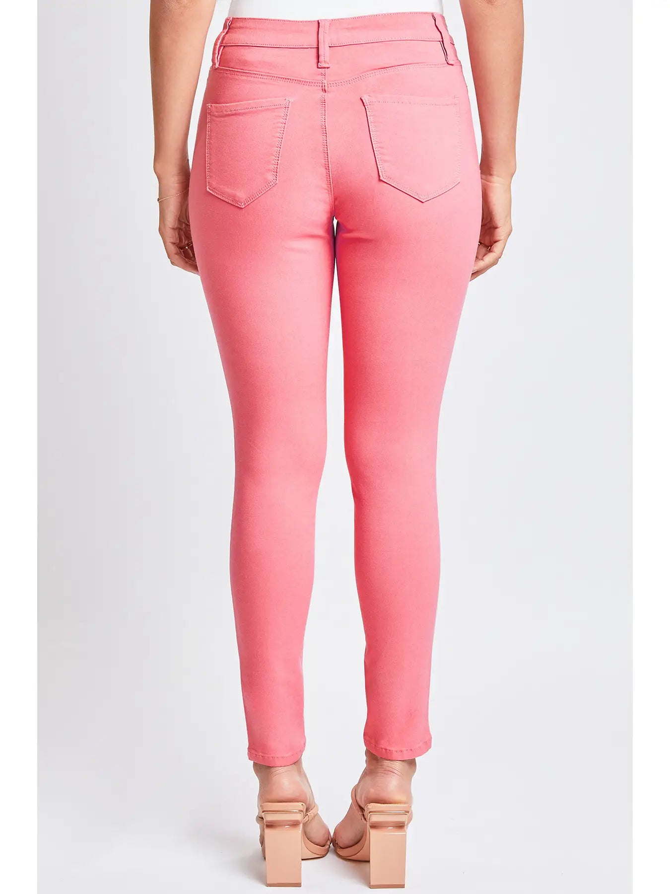 Hyperstretch Mid-Rise Skinny Jean Shell Pink