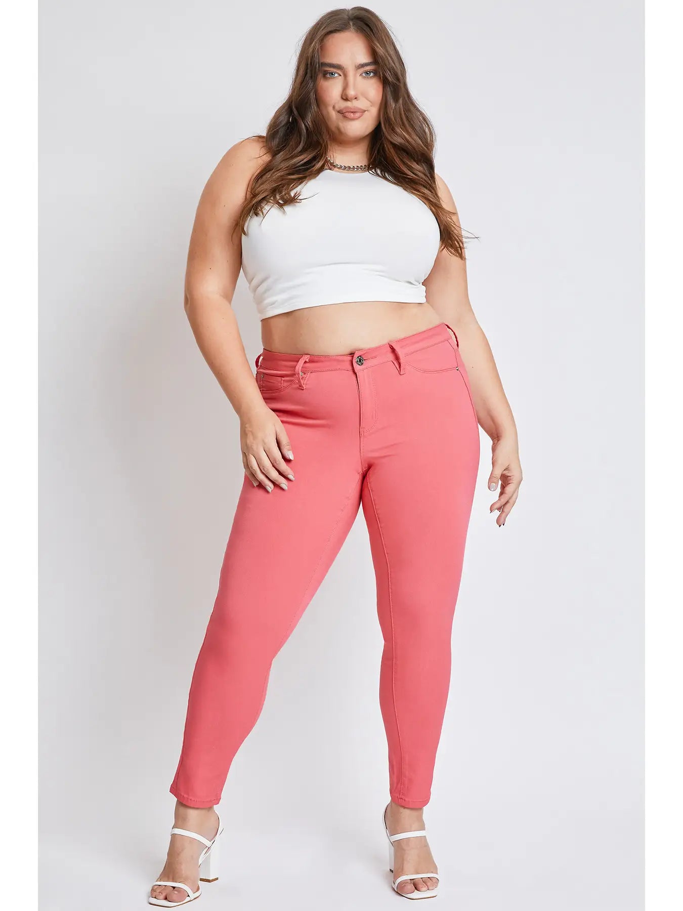 Hyperstretch Mid-Rise Skinny Jean Shell Pink