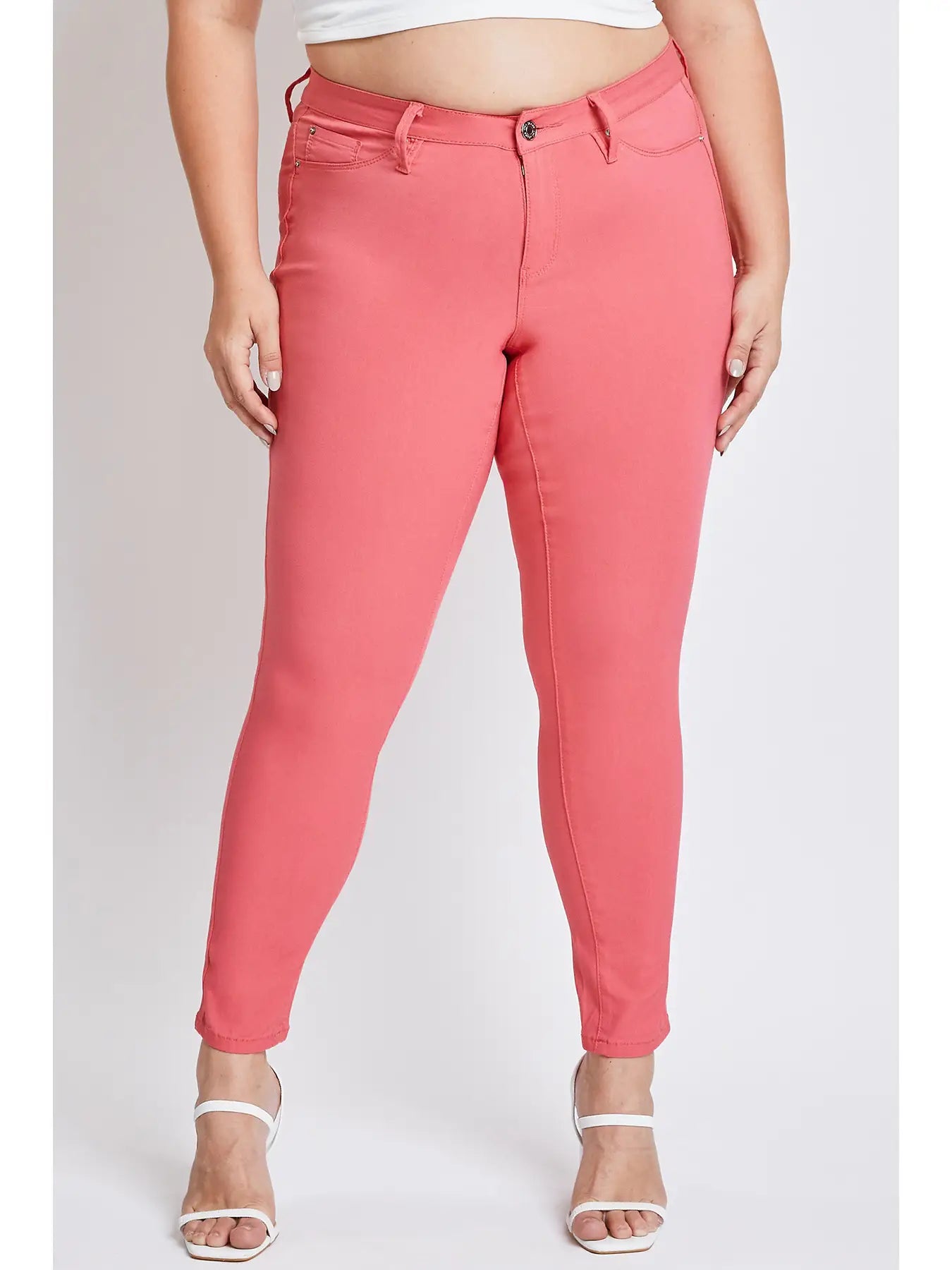 Hyperstretch Mid-Rise Skinny Jean Shell Pink