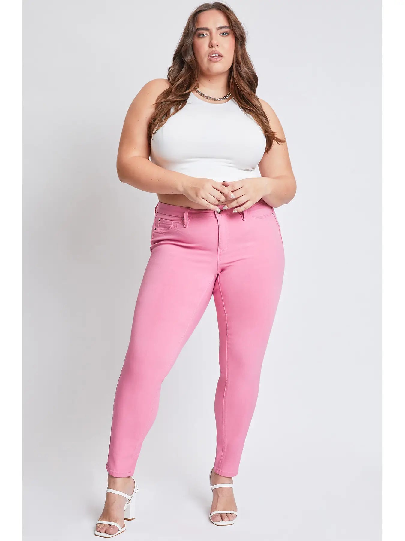 Hyperstretch Mid-Rise Skinny Jean Flamingo