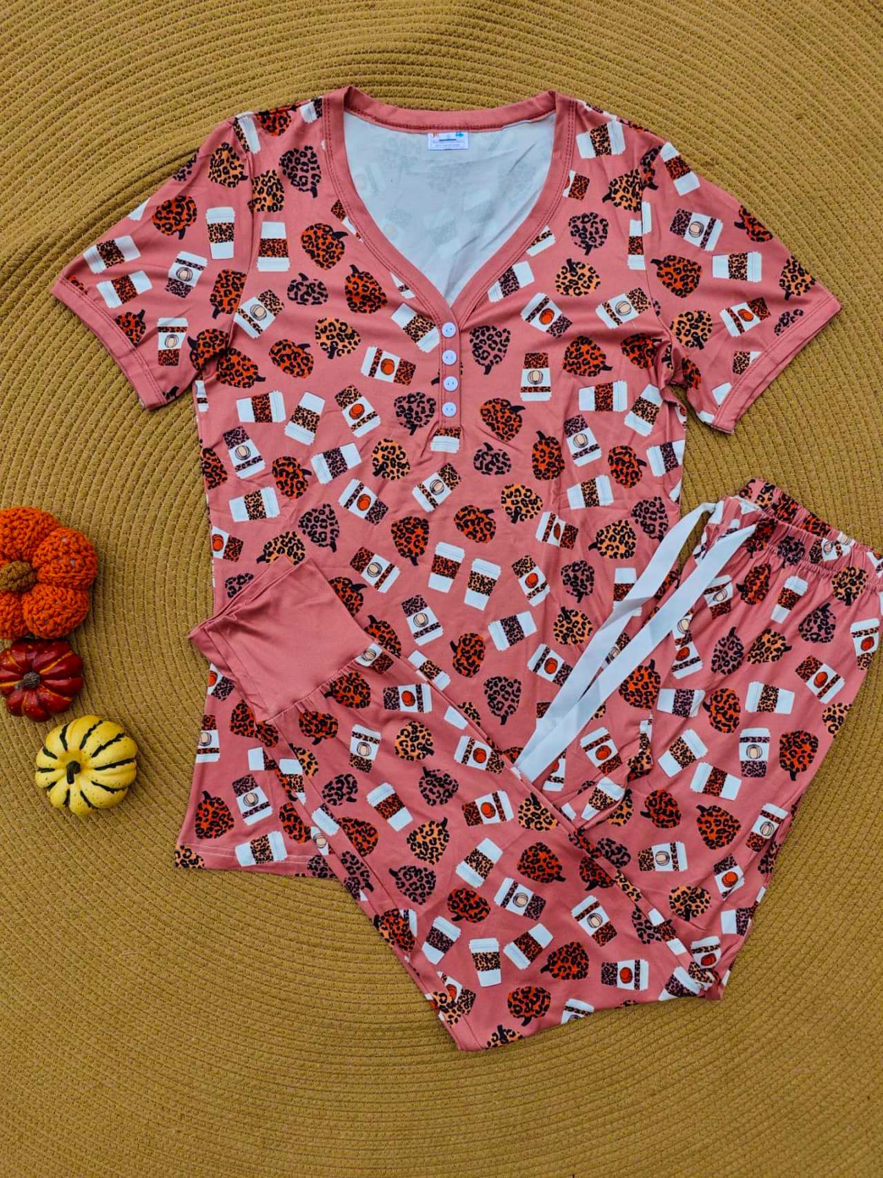 Fall PJ set (Jogger Bottom )-#7-Leopard Pumpkin