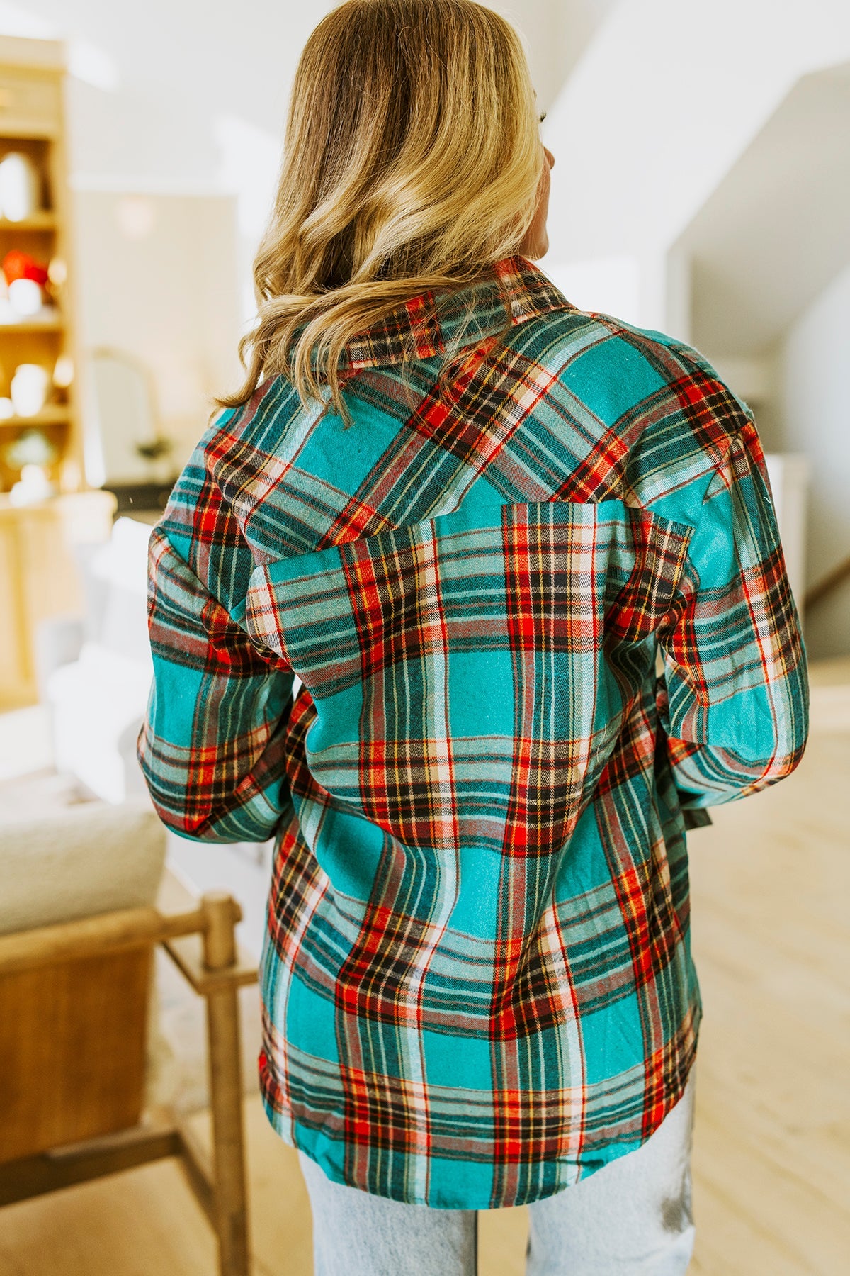 Tammy Flannel Shirt-#1-Teal Green