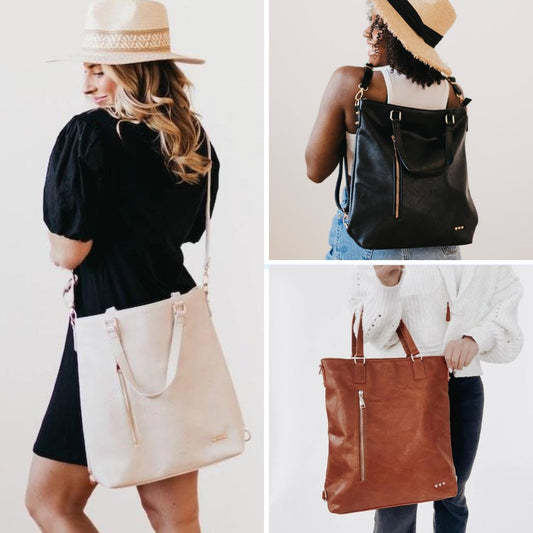 PREORDER: Upper East Side Vegan Leather Backpack & Crossbody Tote Bag in Three Colors