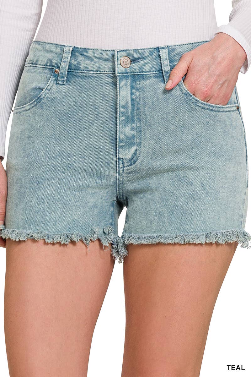 Vanilla Monkey - Washed Frayed Cutoff Hem Shorts: 1-2-2-1 (S-M-L-XL) / MAUVE