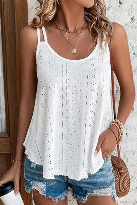 Eyelet Strappy Scoop-Neck Tank Top