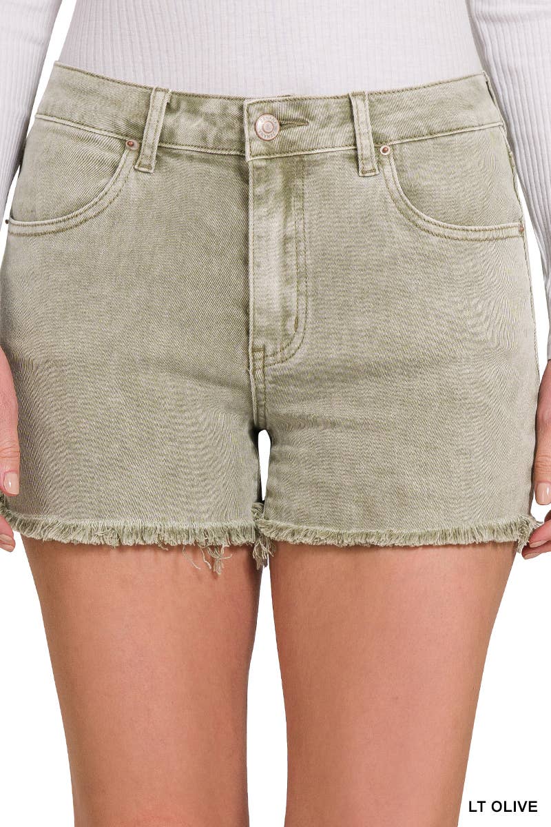 Vanilla Monkey - Washed Frayed Cutoff Hem Shorts: 1-2-2-1 (S-M-L-XL) / MAUVE