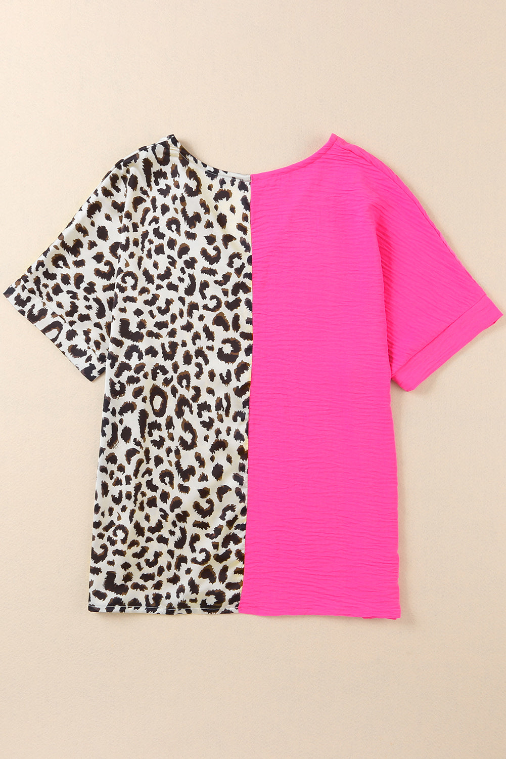 Contrast Leopard Color Block Blouse