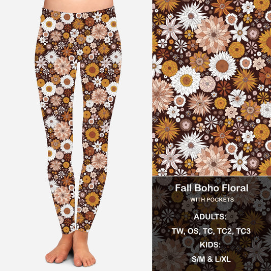 Fall BoHo Floral Leggings & Capris with Pockets