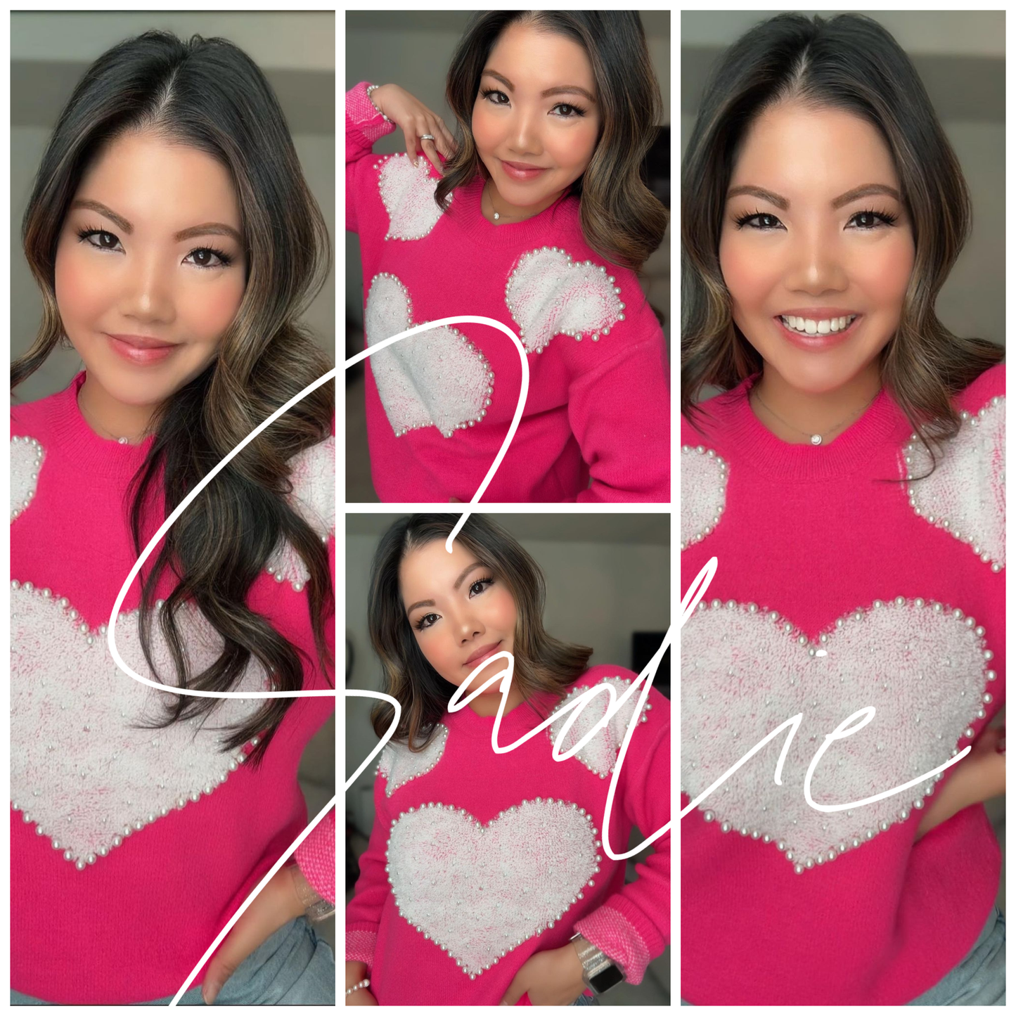 JadyK - Sadie Neon Pearl Sherpa Heart Sweater