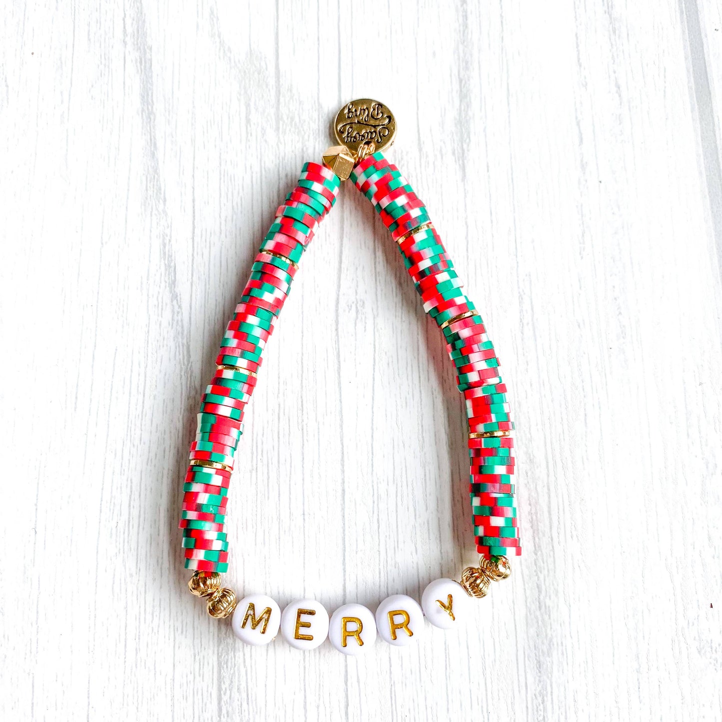 Savvy Bling - Christmas Acrylic Bamboo & Heishi Bracelets