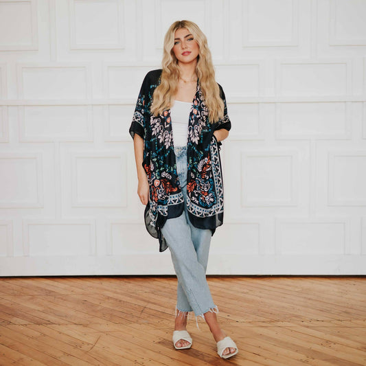 Pretty Simple - Vanessa Navy Floral Kimono