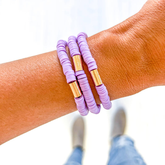 Savvy Bling - Lavender purple Heishi Bracelet