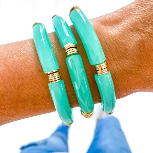 Savvy Bling - Acrylic Tube Bamboo Bracelets