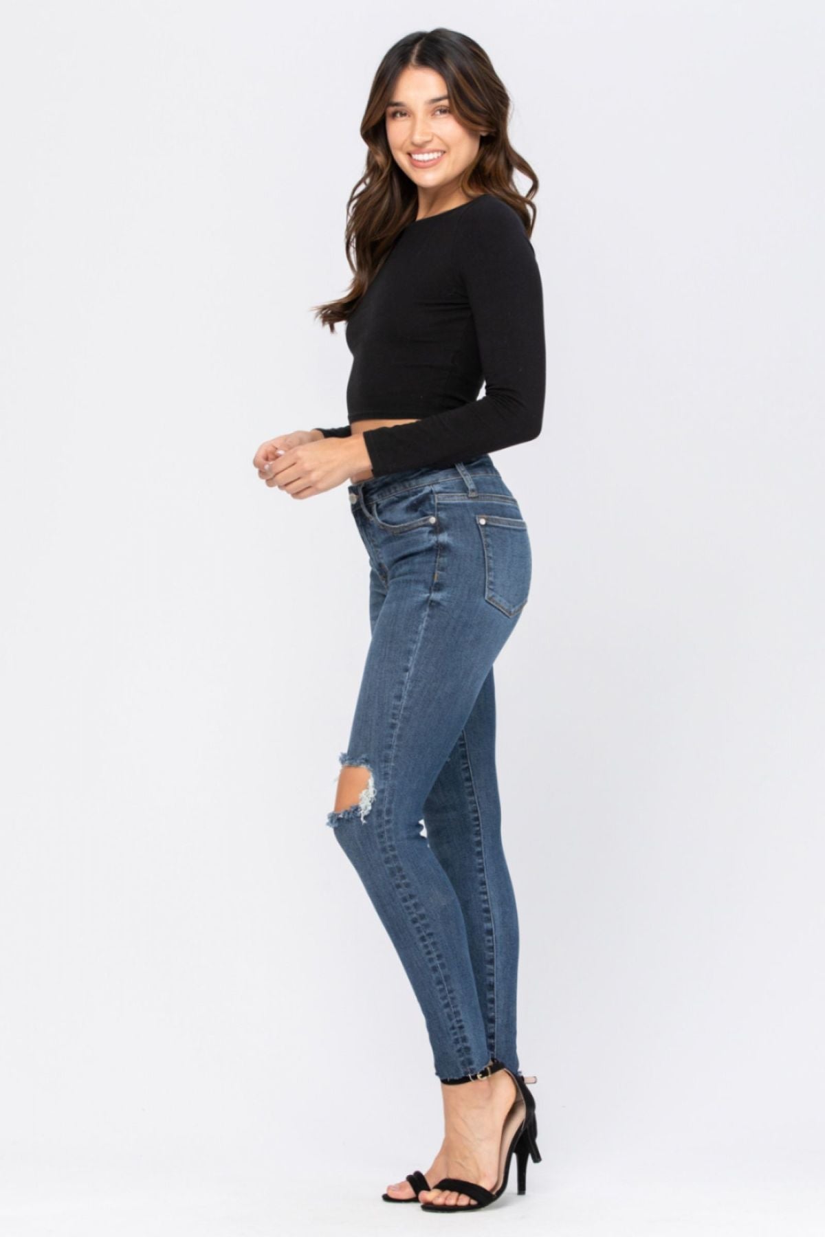 Judy Blue Full Size Destroyed Knee High Waist Skinny Jeans