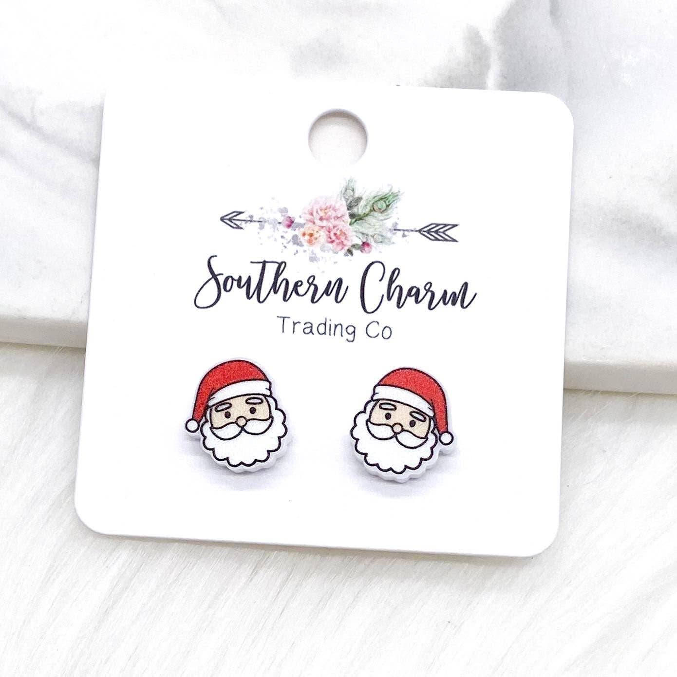 Southern Charm Trading Co - Santa Acrylic Christmas Studs