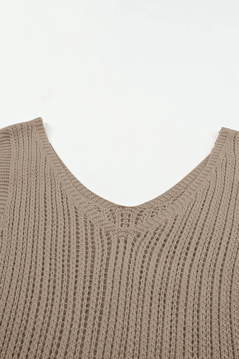 Loose Knit V Neck Tank Top