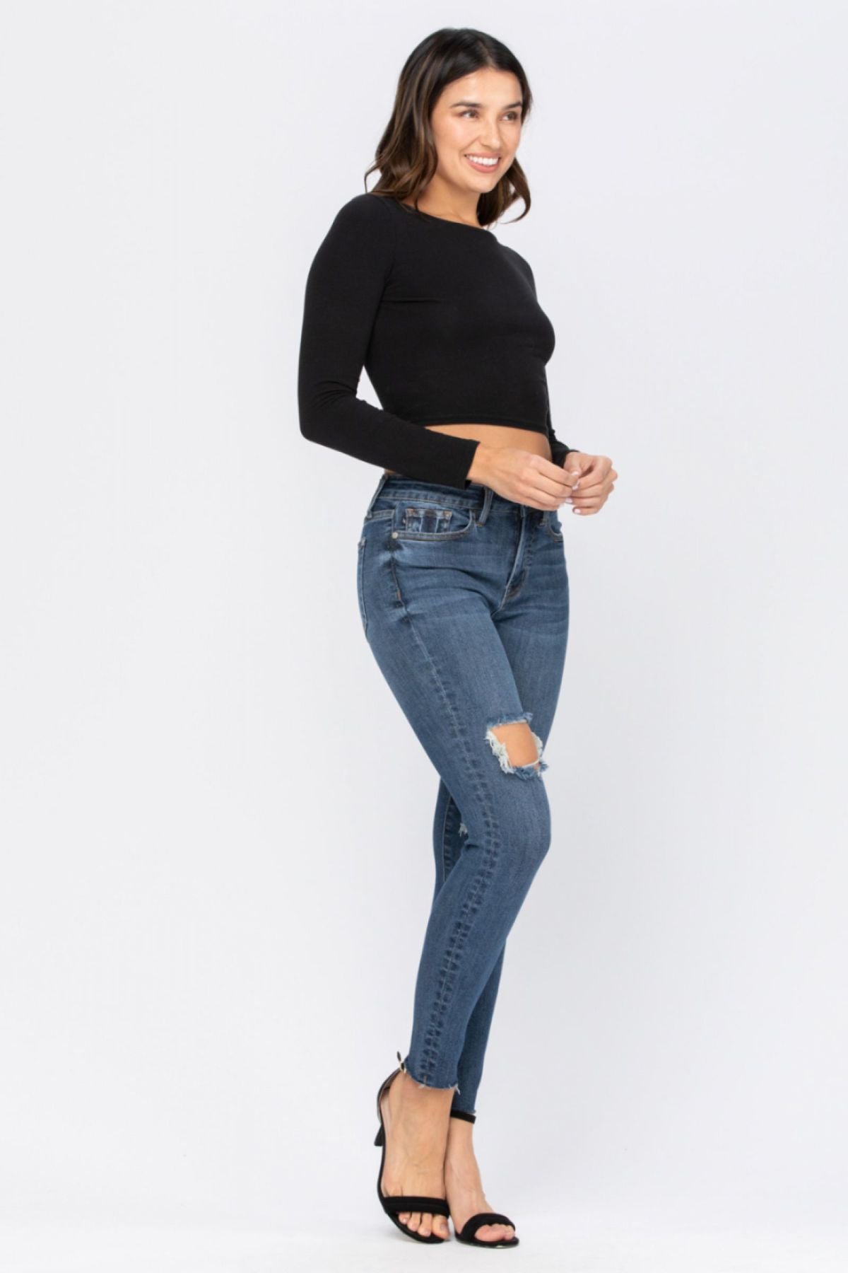 Judy Blue Full Size Destroyed Knee High Waist Skinny Jeans