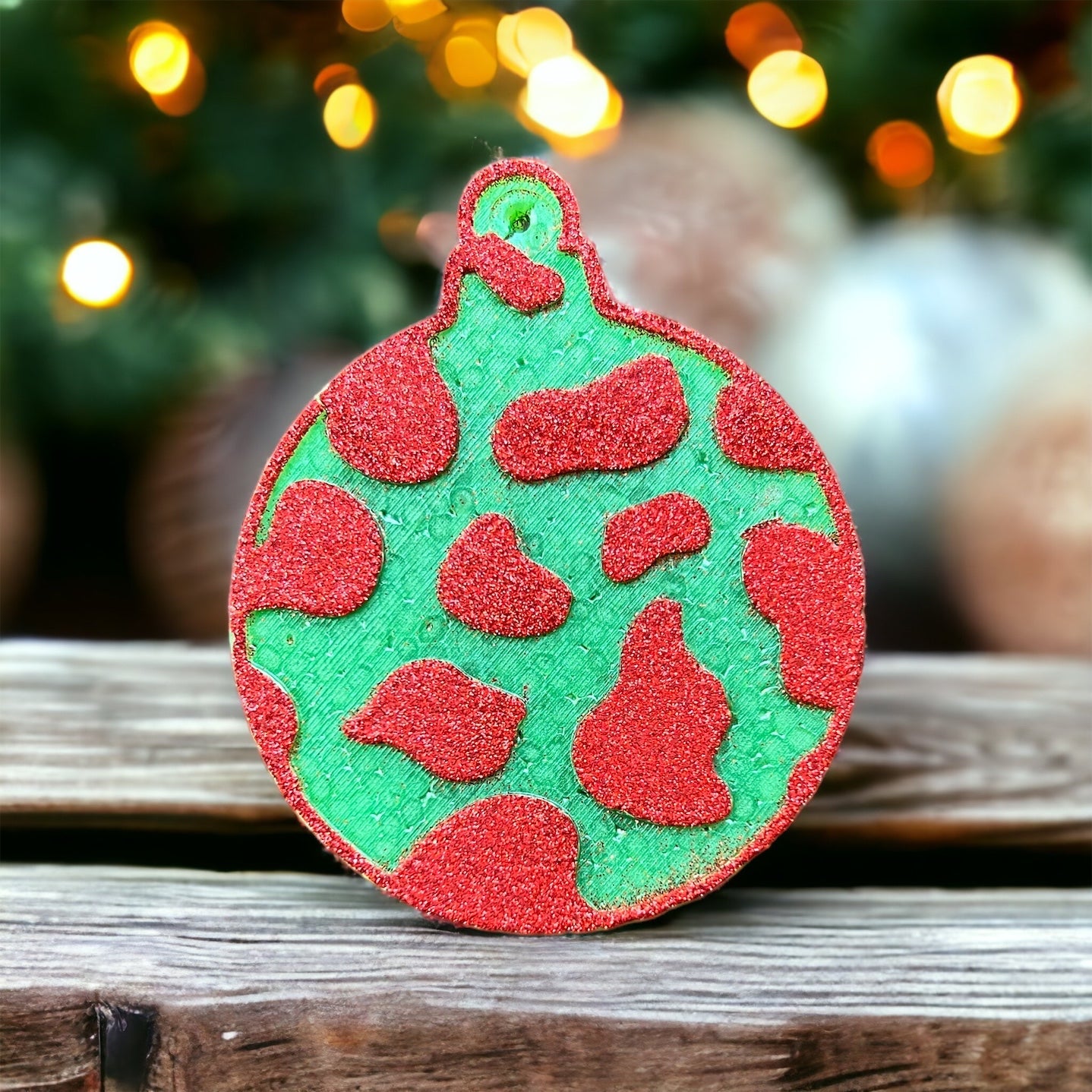 Green Cow Print Ornament