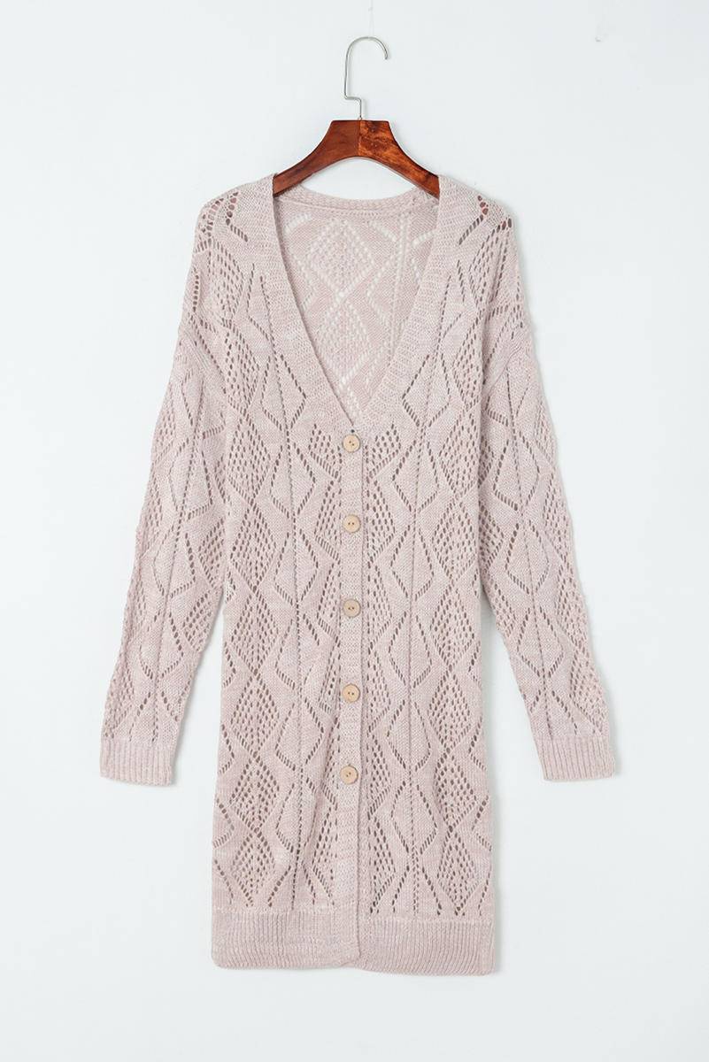 Long Sleeve Button Up Loose Knit Cardigan