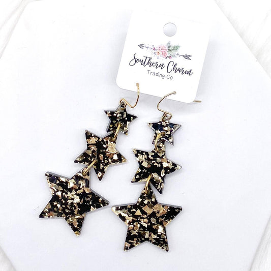 Southern Charm Trading Co - 3" New Year's Eve Golden Flake Star Waterfall Acrylic Drops