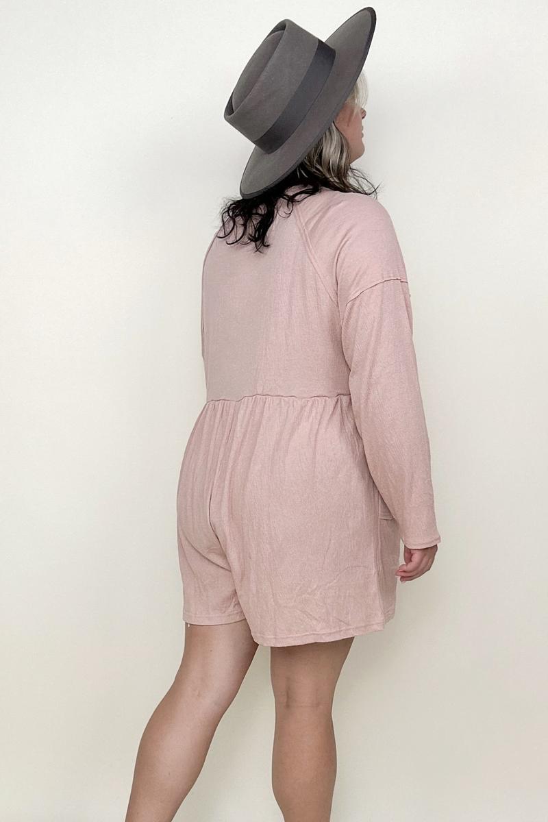 Heyson Comfy Knit Button-Down Long Sleeve Romper