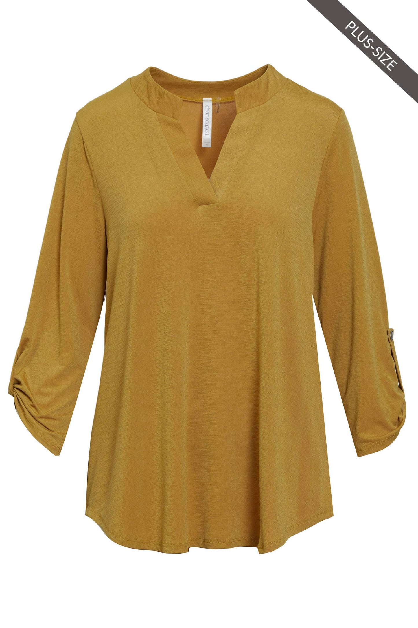 PLUS SIZE Solid Wrinkle Free 3/4 Sleeve LIZZY MARIGOLD