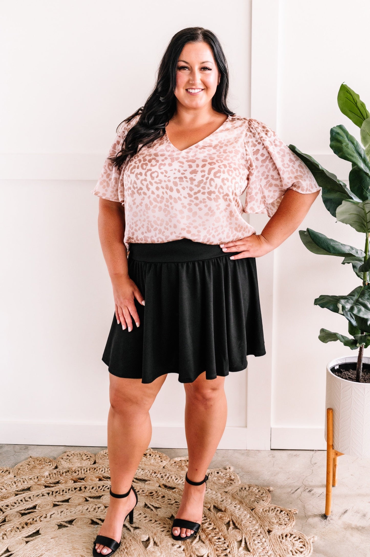 Silky Leopard Print Blouse In Rose Gold Champagne