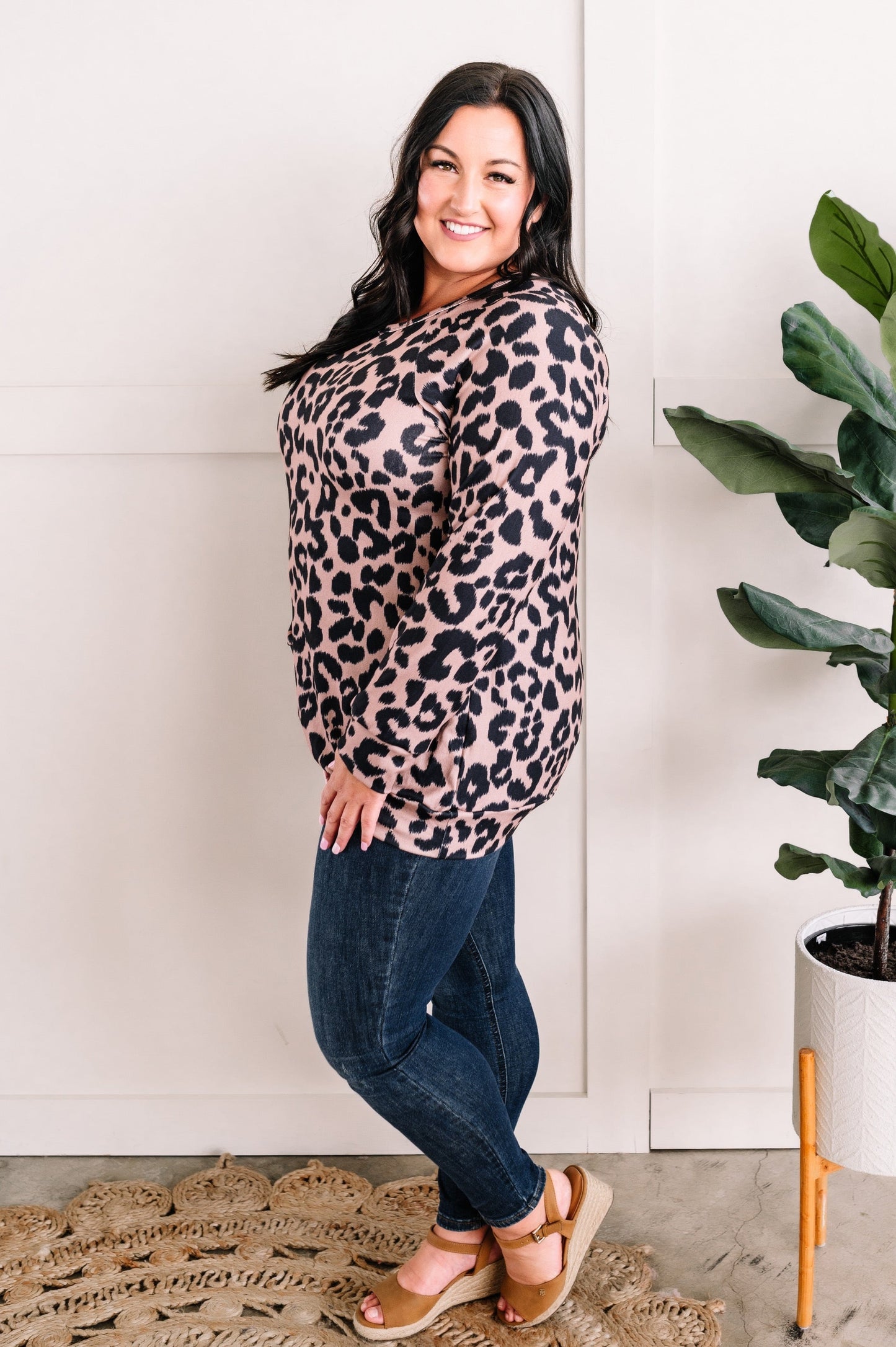 Mocha Animal Print Tunic Top