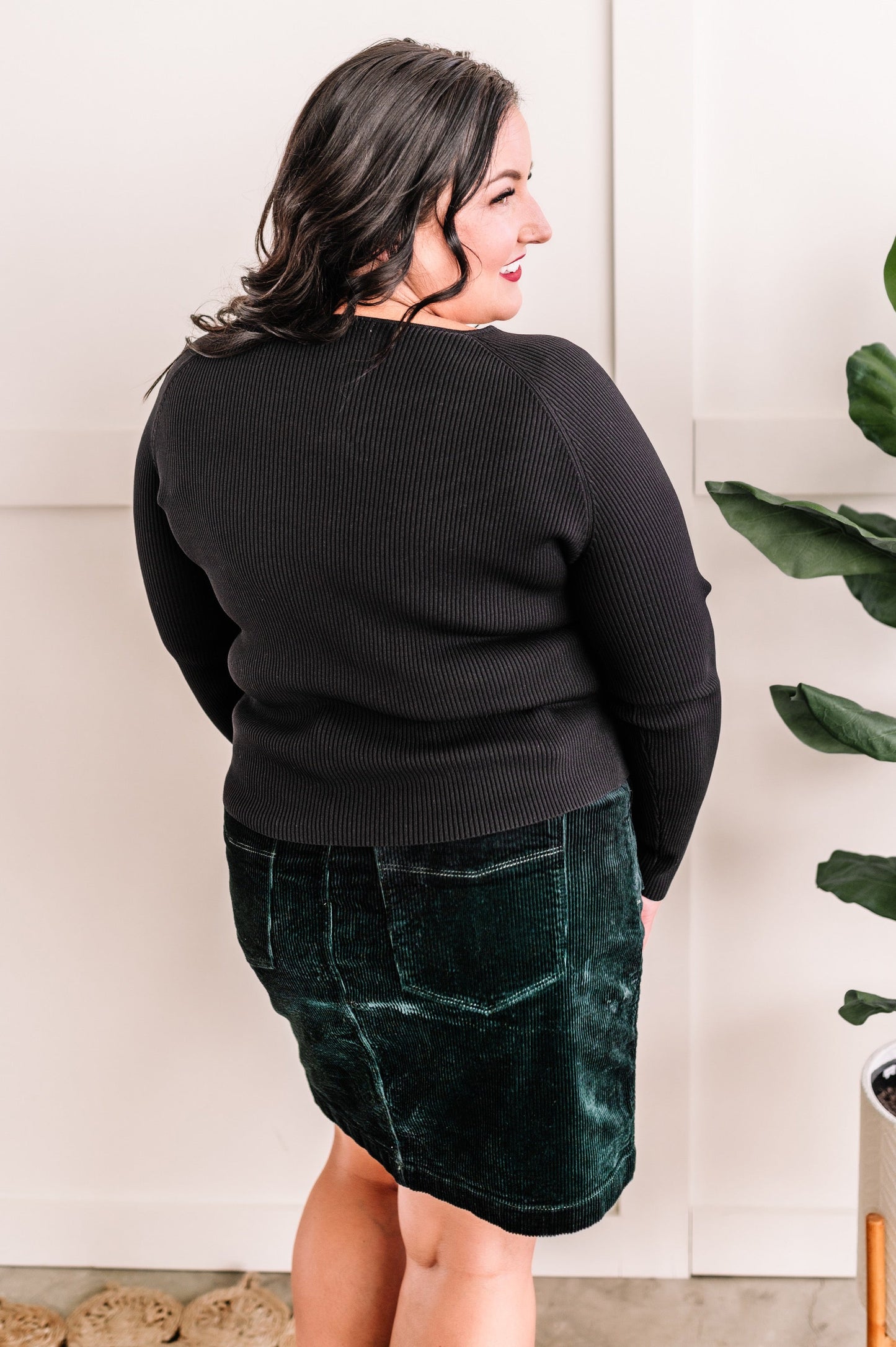 High Waisted Corduroy Skirt In Emerald By Judy Blue Jeans