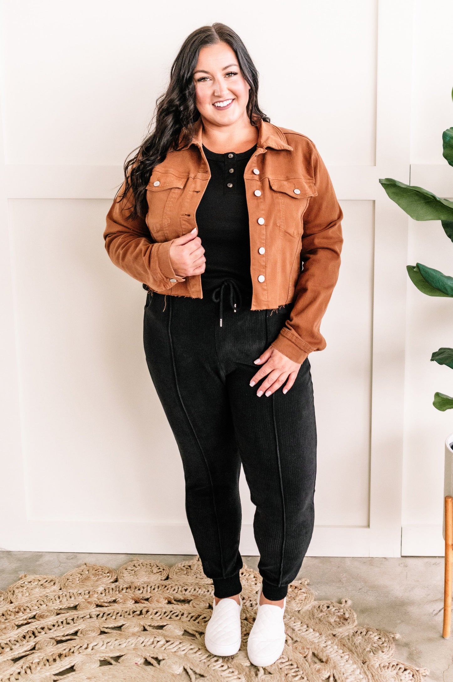 Stretchy Denim Jacket In Rich Toffee By Judy Blue Jeans