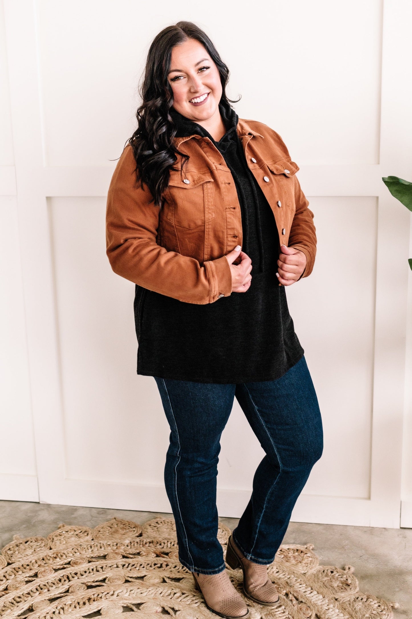 Stretchy Denim Jacket In Rich Toffee By Judy Blue Jeans