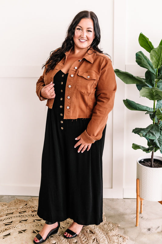 Stretchy Denim Jacket In Rich Toffee By Judy Blue Jeans