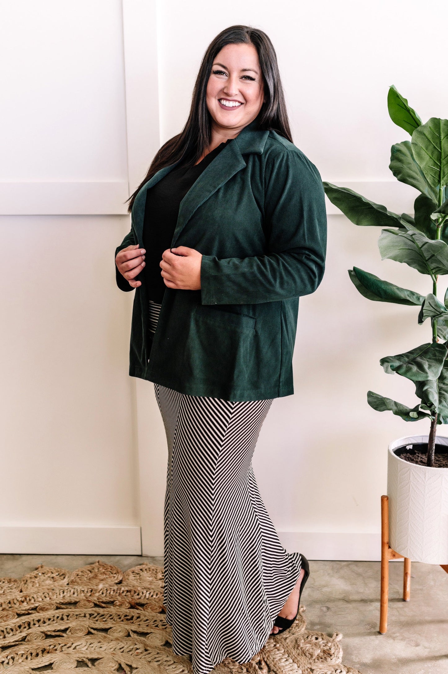 The Office Corduroy Blazer In Deep Green