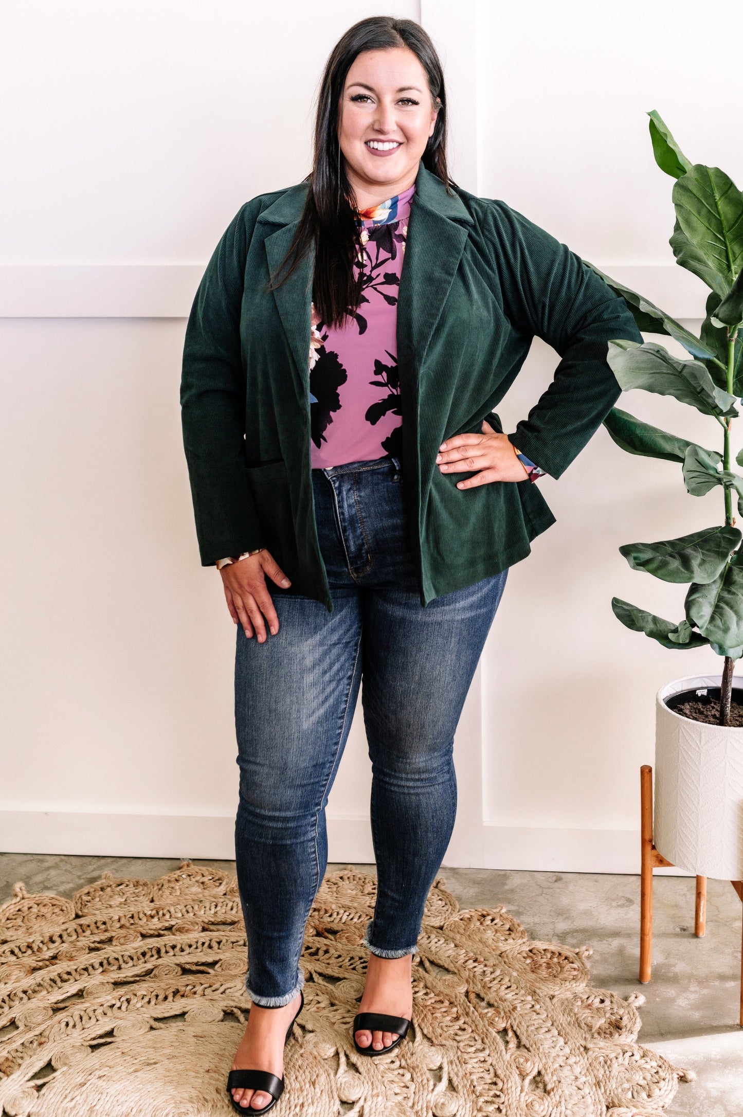 The Office Corduroy Blazer In Deep Green